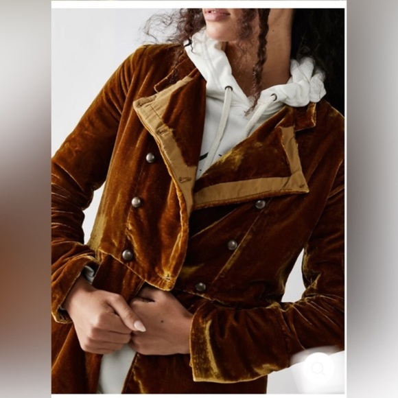 Free People Faye Velvet‎ Jacket in Warm Tobacco Size Small brand new - Picture 4 of 6